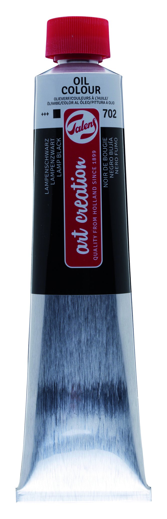 Talens Art Creation Oil Colour - 200 ml Lamp Black 702 - Opaque with Excellent Lightfastness - Superior Pigment Quality for Professional Oil Painting Techniques