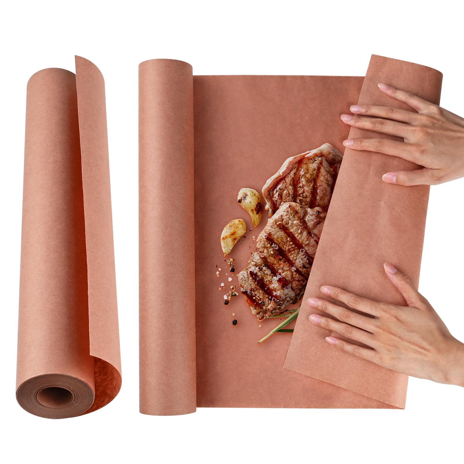 Pink Butcher Paper BBQ 40cm x 30m, Rotolo di Carta da Macellaio, Carta Kraft per Barbecue Rotol per Barbecue, Affumicatore, Carne di Pesce, Perfetta per Cucinare Succoso
