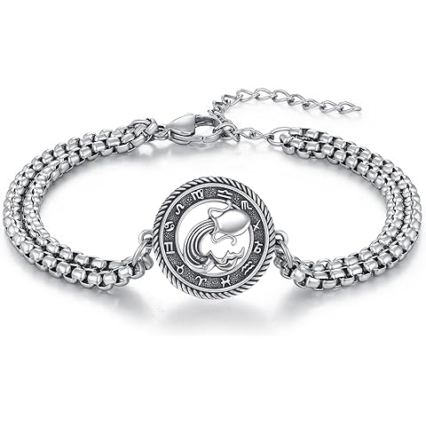 REDSUN Zodiac Sign Bracelet for Men Women 925 Sterling Silver Constellation Bracelet Adjustable Astrology Horoscope Jewelry for Birthday Christmas Gifts