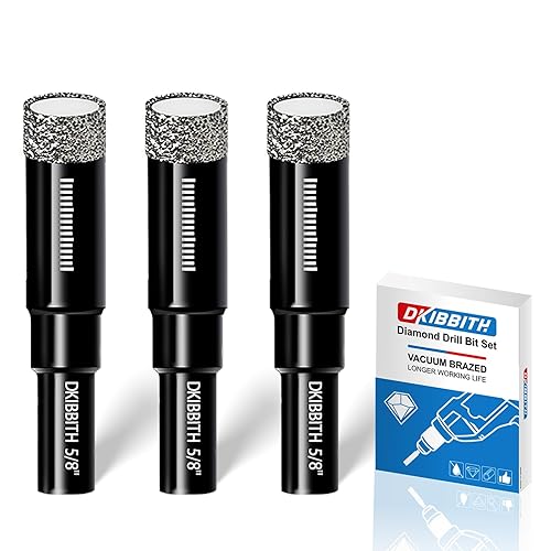 Vista 14 de Juego de brocas de diamante seco, 5 brocas para azulejos para porcelana, cerámica, granito, mármol, piedra, materiales duros de vidrio, vástago