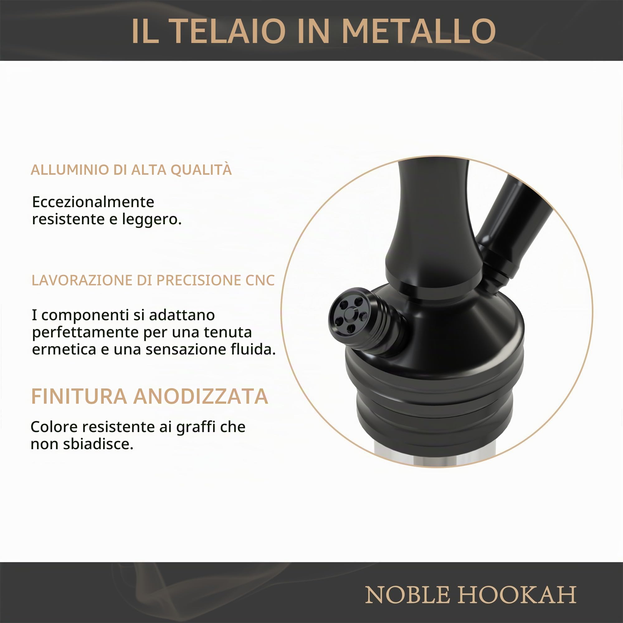 NOBLE HOOKAH XL Set Narghilè Con 1 Raccordo E Accessori Completi Per Narghilè - Testa Per Narghilè, Elegante Vaso In Vetro, Contenitore Per Melassa, 1 Tubo E Manico (Nero)