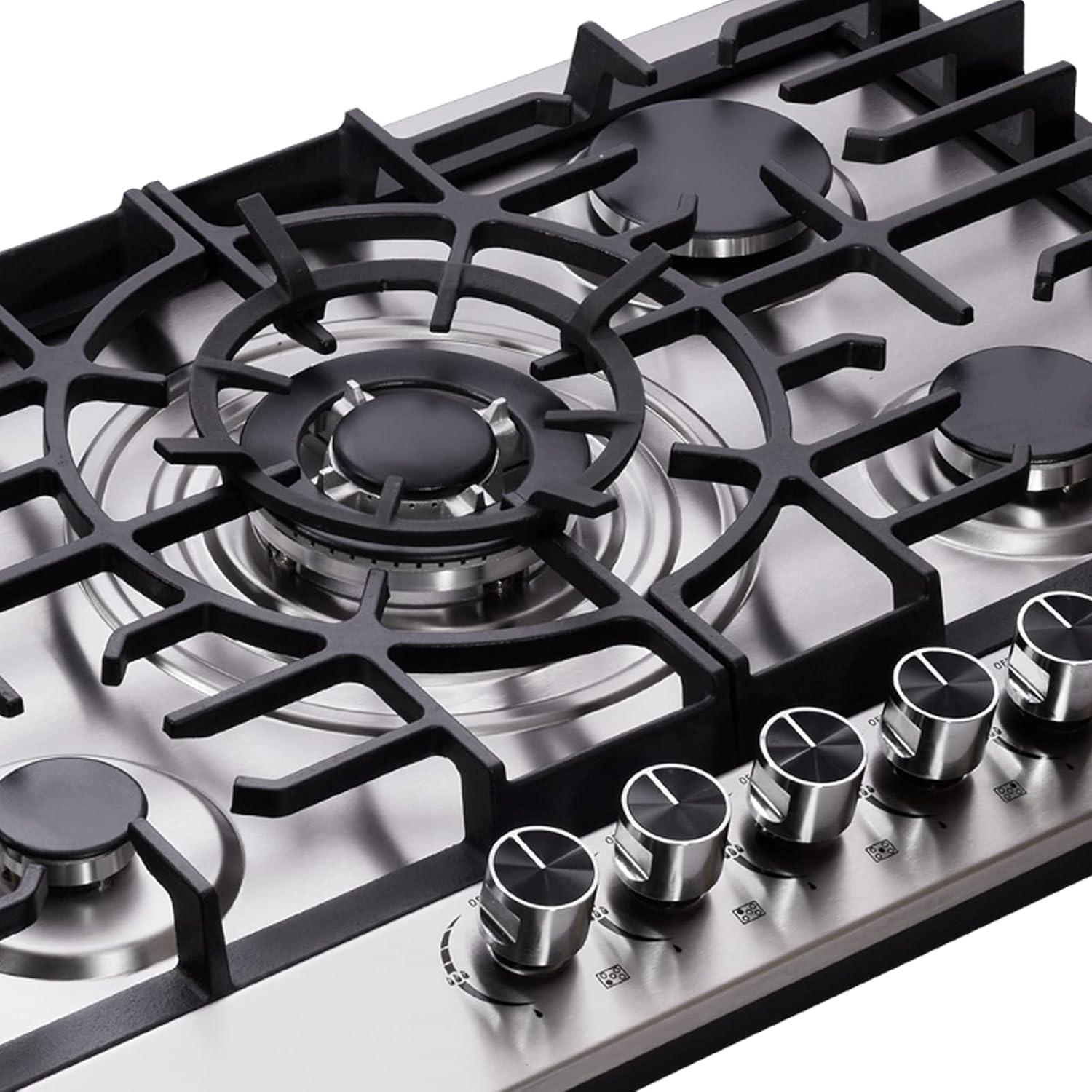 30 Inch Gas Cooktop DT5708 Stainless Steel 5 Burner Gas Cooktop LPG/NG Convertible Gas Stovetop Thermocouple Protection Gas Cooktop : Health & Household