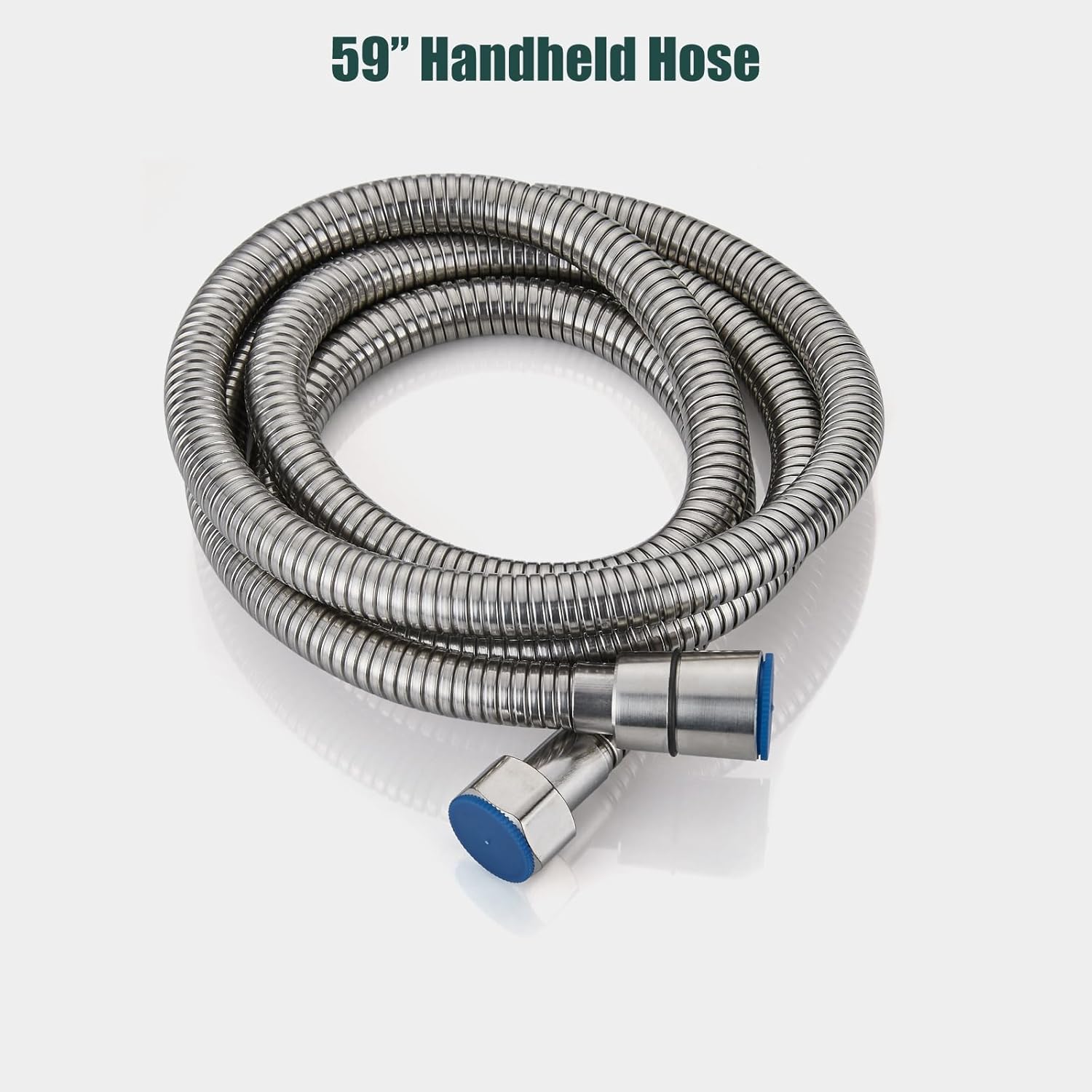 Heyalan SUS304 Stainless Steel Handheld Shower Wand High Pressure Luxury Shower Set High Flow Rectangle Hand Shower Spray with Wall Connector Holder and hose, Straight Style Brushed Nickel