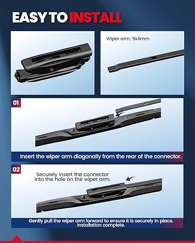 Miniatura 5 de KAX Fácil instalación y visibilidad de conducción superior Limpiaparabrisas prémium de 19 pulgadas + 18 pulgadas para todas las estaciones,