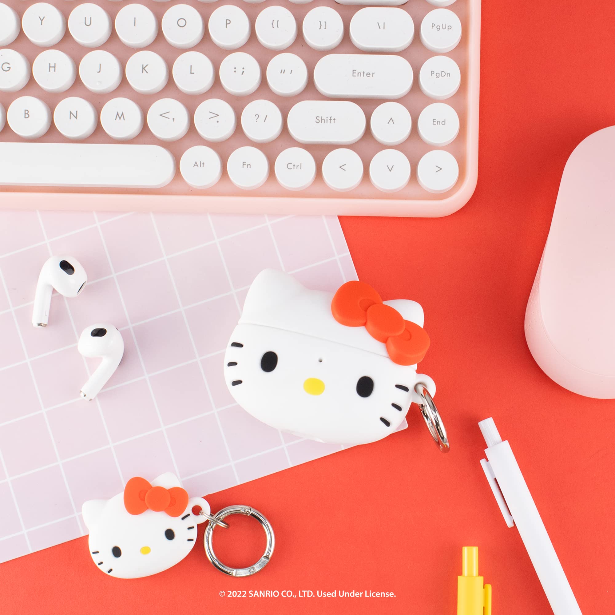 iFace Hello Kitty & Friends Süße AirPods 3 Hülle Kompatibel mit AirPods 3rd Gen. - Silikon-Schutzhülle [Karabinerhaken im Lieferumfang enthalten] [Kabelloses Laden kompatible Abdeckung] - Hello Kitty