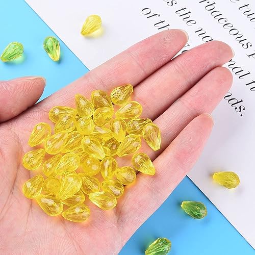 Miniatura 3 de Beadthoven - 1338 cuentas de acrílico facetadas con forma de lágrima transparente, cuentas colgantes de cristal con forma de gota de agua, cuentas