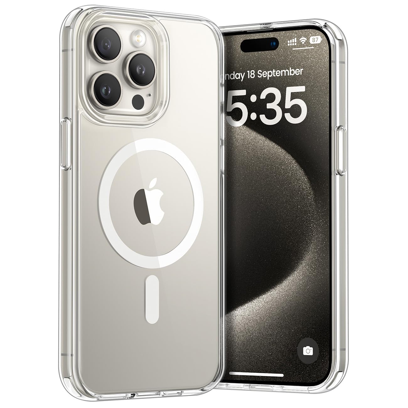 For iPhone 16 Pro Case Clear: [Anti-Yellowing][Military-Grade Protection] Shockproof Ultra Slim Thin Magnetic Protective Cover Case for iPhone 16 Pro Transparent