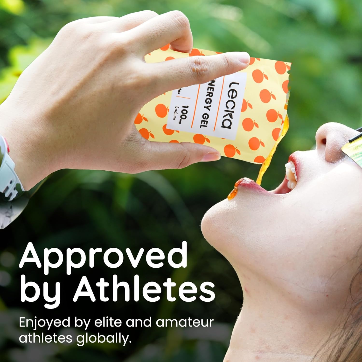 Lecka Natural Energy Gels – Maltodextrin-Free Running Fuel for Sensitive Stomachs – 27g Carbs from Real Fruit & Basil Seeds – High-Electrolyte Marathon & Ultra (Kumquat Honey, 12 Pack)