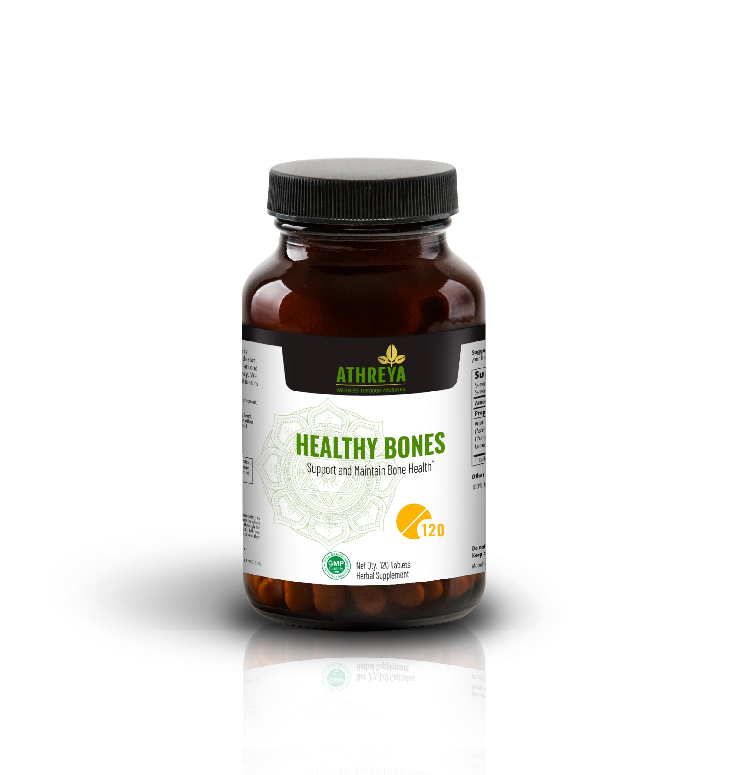 AthreyaHerbs Healthy Bones Tablets | 120 Tablets | Ayurvedic Blend to Support and Maintain Bone Health and Density | Balances Vata Dryness & Pitta Heat | Vegan, Non-GMO | 30 Day Supply