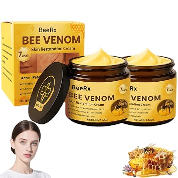 BeeRx Bee Venom Skin Treatment Cream, Professional Bee Venom Cream, BeeRx Anti Aging Serum, Repair,Reducing The Appearance of Blemishes, Natural Ingredients for All Skin Types 2 Bottle
