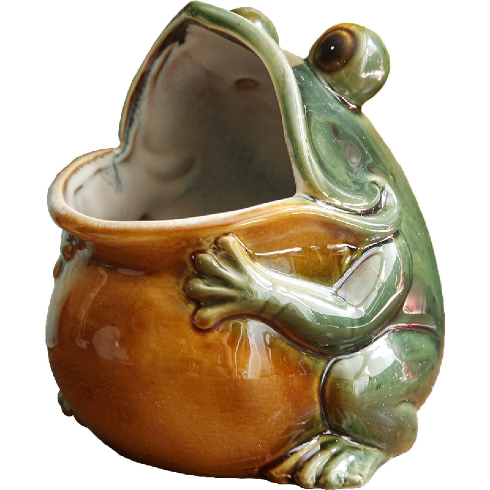 Dytartzx Green Handcrafted Ceramic Frog Artificial Sculpture Home Decor Arts Gift Desktop Statue Ornament