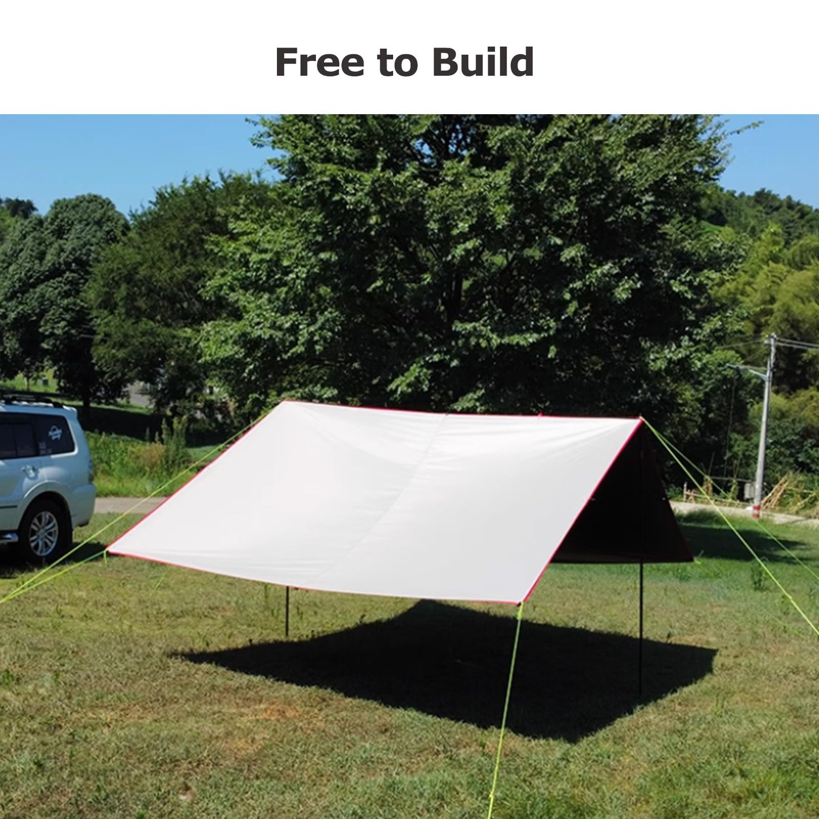 Tenda da Campeggio a Tendina for Auto (non Richiede Forature), Realizzata in Tessuto Oxford 420D Impermeabile e Resistente Ai Raggi UV, con Fissaggio a Ventose(L)