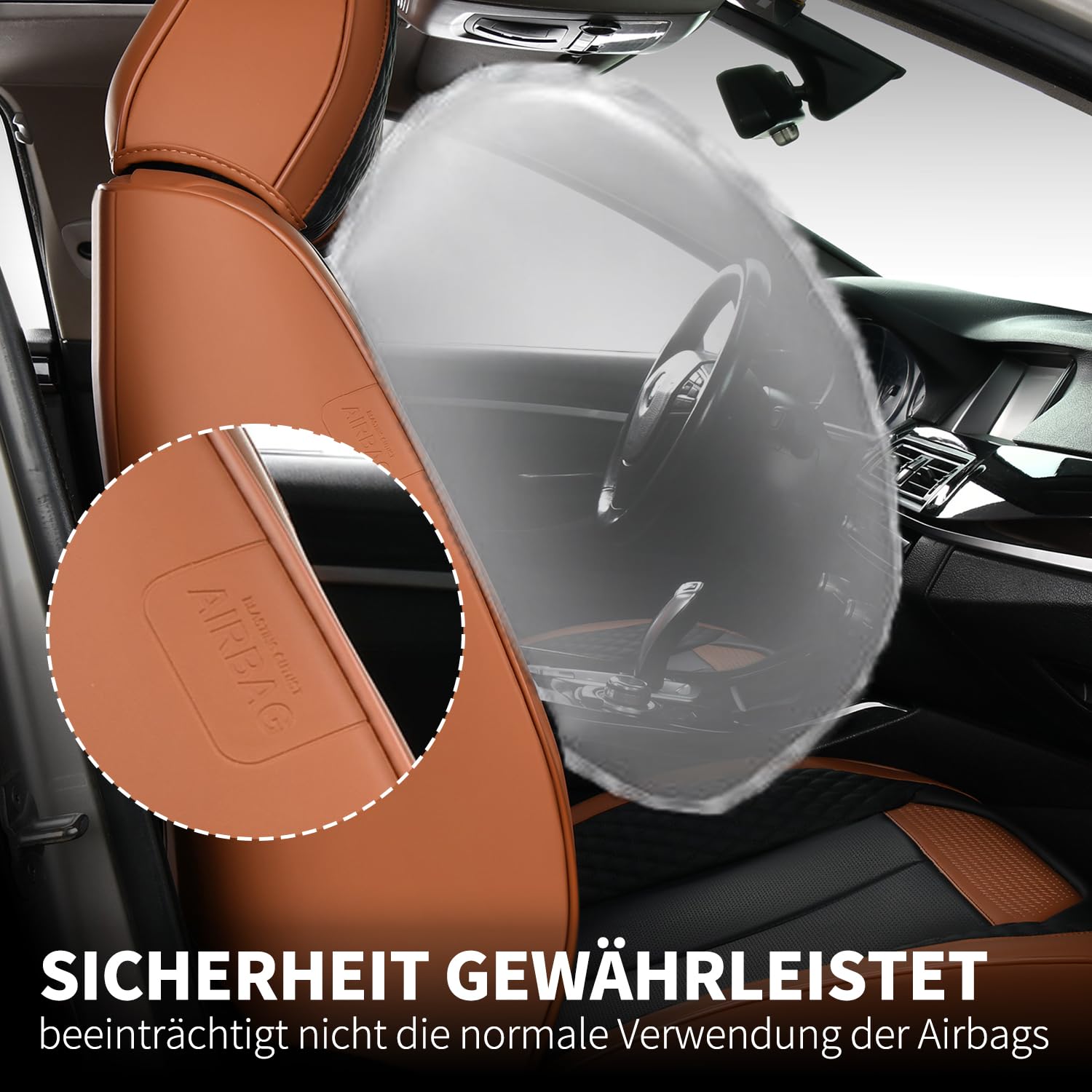 FLORICH Housses de Sièges Avant en Cuir, 2 Pièces Universelles Premium Housses de Sièges Auto Imperméables pour Voitures, Camions, Camionnettes, SUVs (Sièges Avant, Marron&Noir)