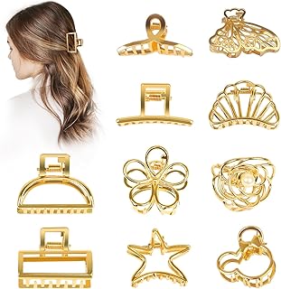 Gold Hair Clips for Women, 10 Pcs Small Gold Claw Clips for Women and