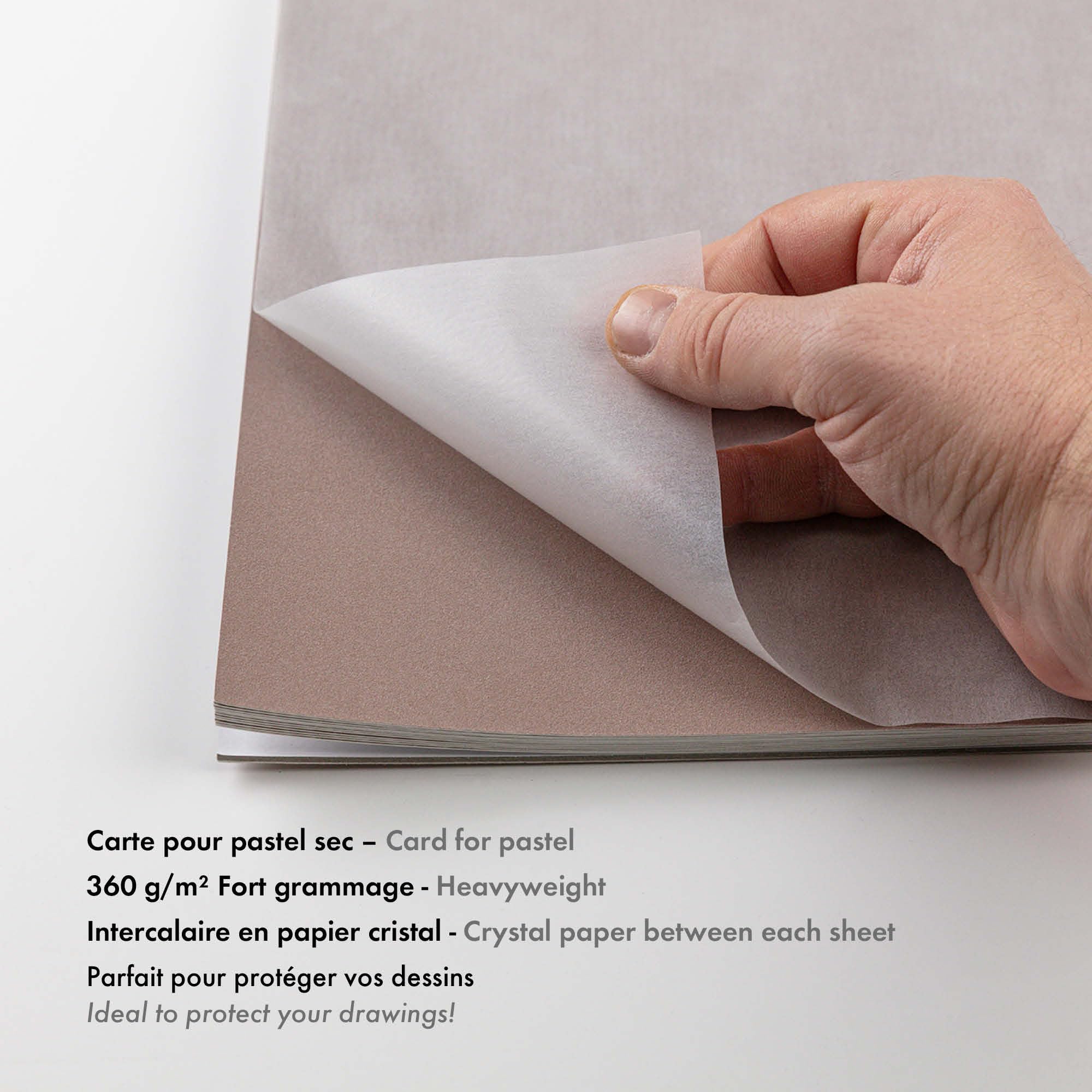 Clairefontaine 976062C - Zeichenblock PastelGrain Nu. 2, 30x40 cm, 12 Blatt, 360g, Pastellpapier mit intensiver Körnung, sortiert, 1 Block
