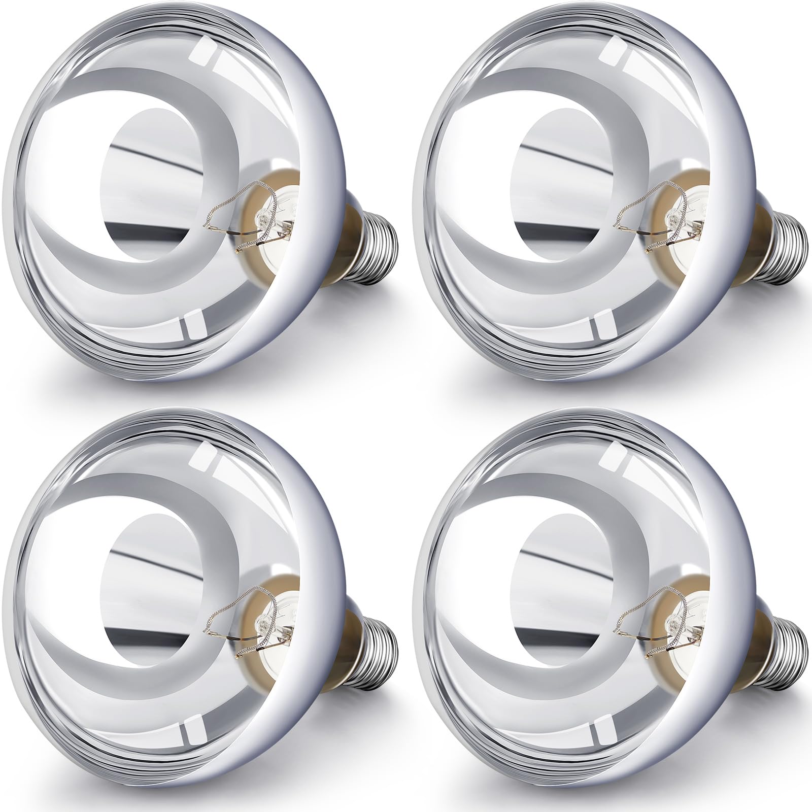 VIHOSE 4 Pack Heat Lamp Bulbs 125 Watt, R40 E26, Silver