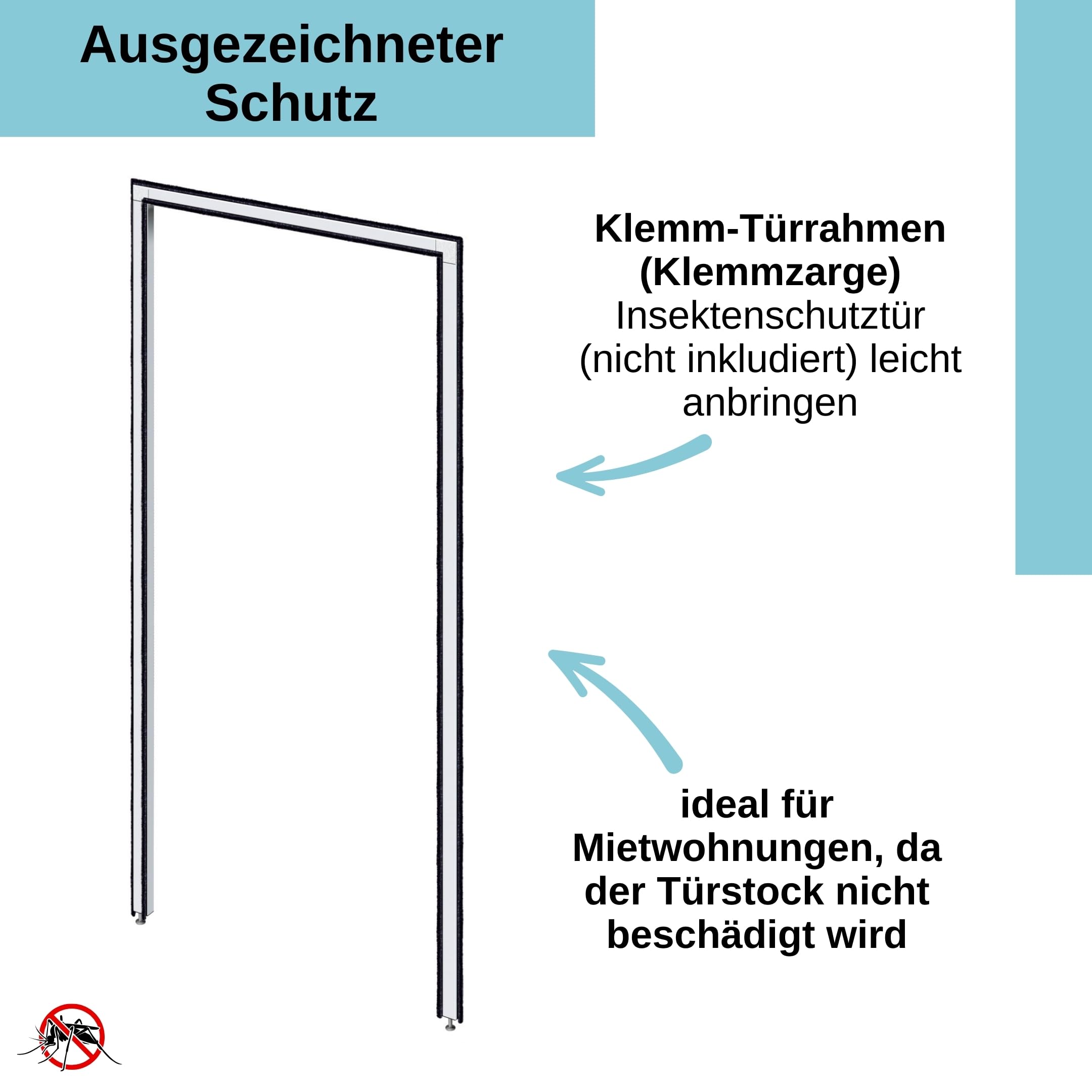 Wip Klemmzarge - weiß - 125 x 245 cm - Fliegengitter Türrahmen, Insektenschutz - ohne bohren - individuell kürzbar