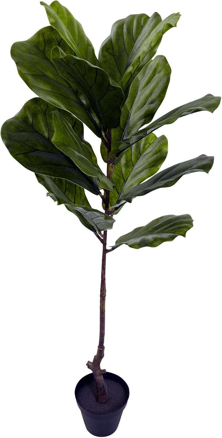 Nearly Natural 5448 4ft. Fiddle Leaf Fig Tree UV Resistant (Indoor/Outdoor), Green