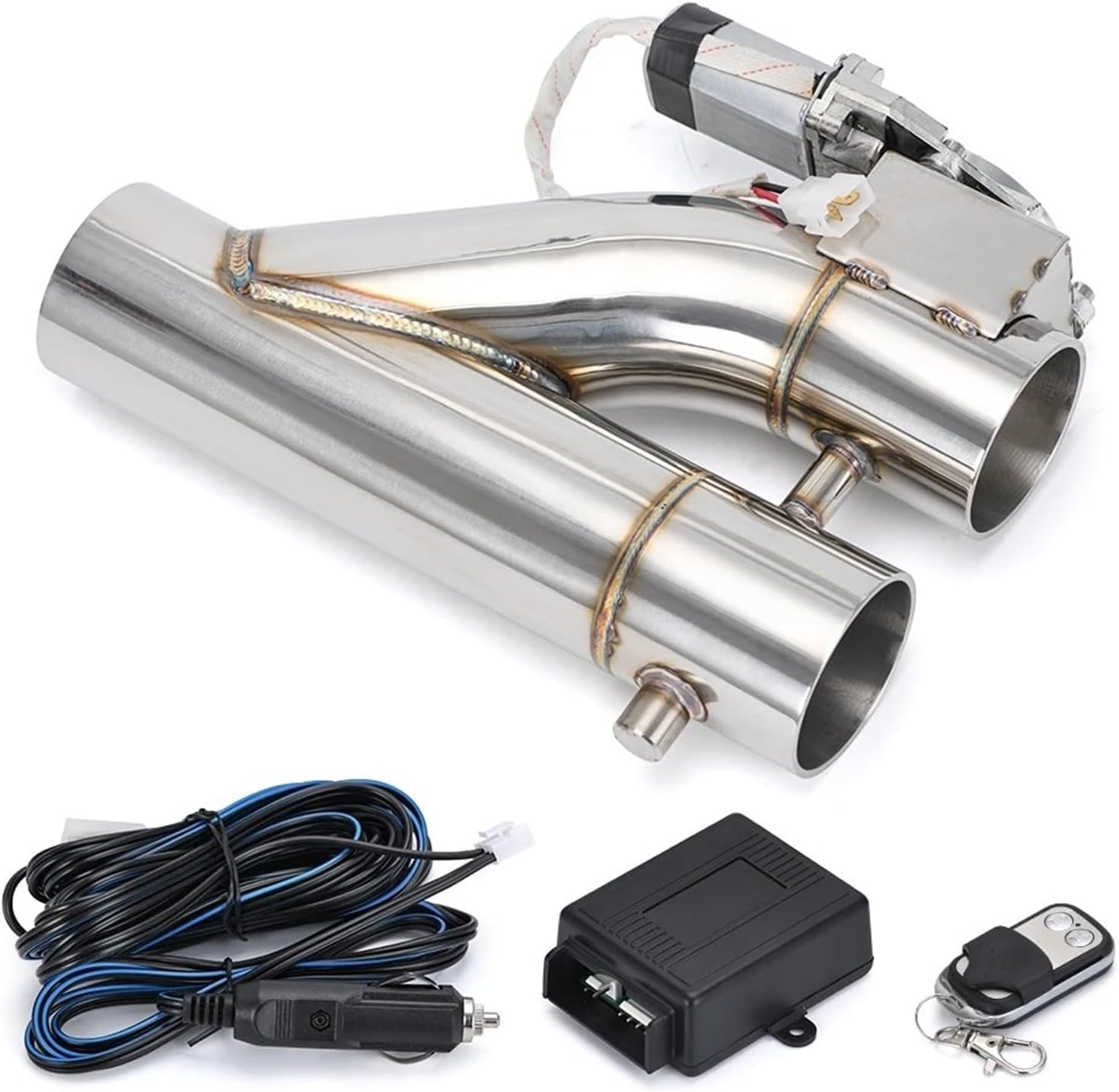 Muffler Tip Universal 2" 2.25" 2.5" 3.0" Stainless Steel 304 Electric Exhaust Downpipe Cutout E-Cut Out Dual-Valve Remote Wireless Car Exhaust Muffler Pipe(2.75)