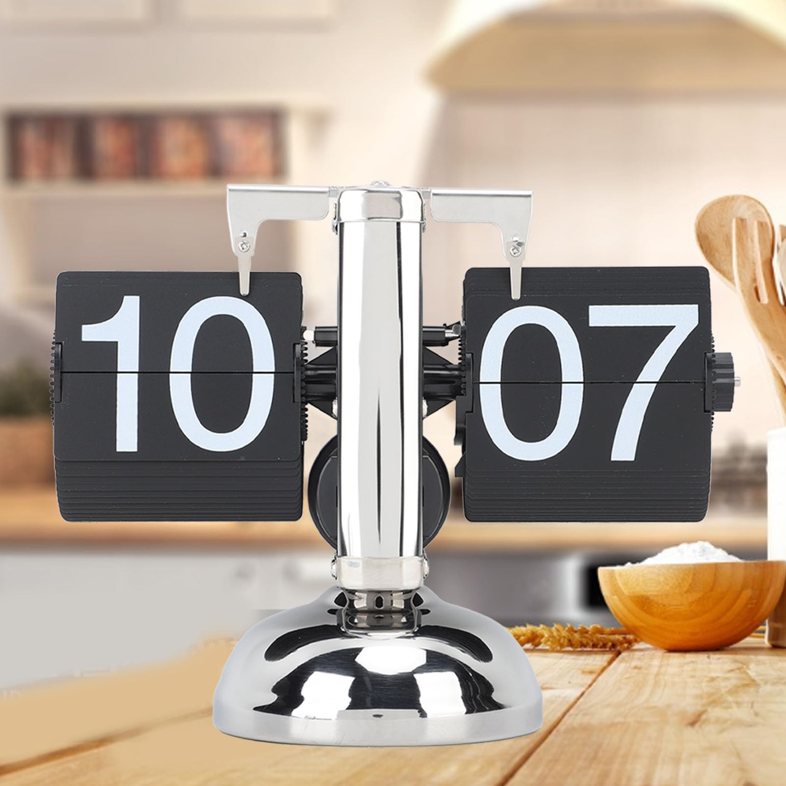 ciciglow Flip-Uhr, Große Zahl, Tisch-Retro-Flip-Uhr, Mechanische Flip-Uhr, Digitale Flip-Down-Uhr, Schreibtischuhr für Zuhause, Wohnzimmer, 24 Stunden (Schwarze Seite)