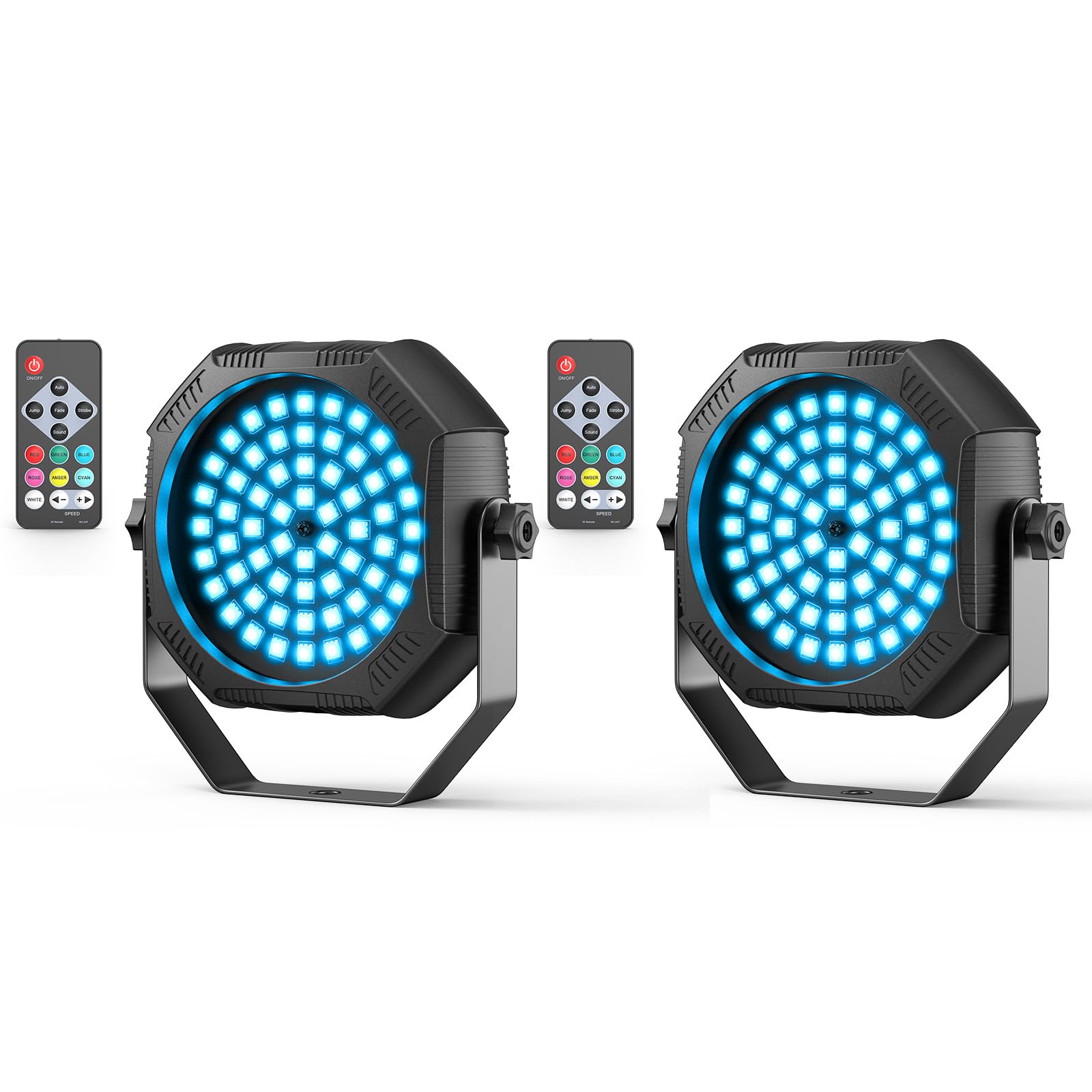 2PCS Mini Rechargeable Projecteur Par LED Sans Fil, 60 x 0.5W LED 2200mAh Batterie Stroboscope avec Télécommande, Éclairage de Scène pour DJ Disco Bar Fête Mariage Halloween Noël
