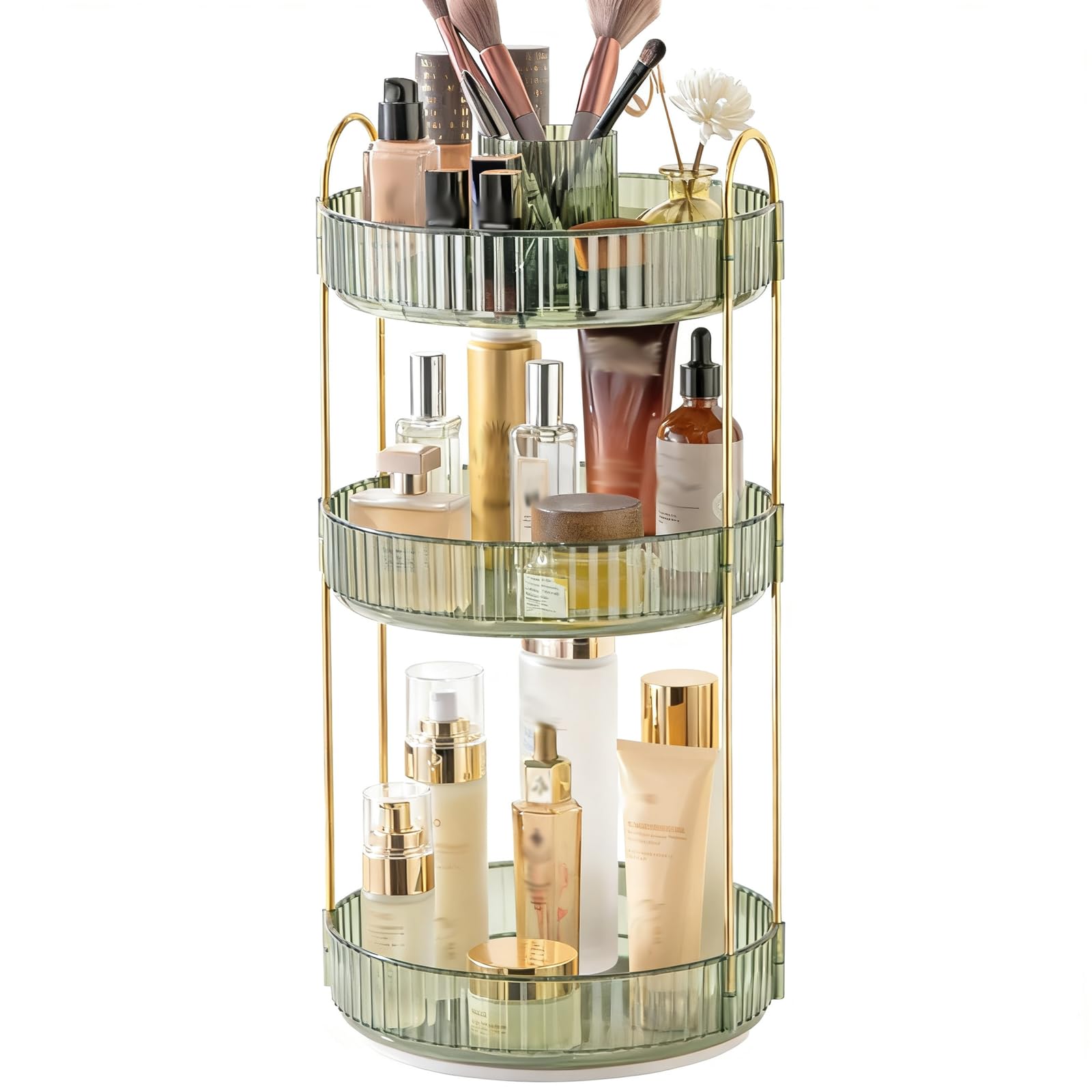 Zambuph 360 Degree Rotating Makeup Organizer And Perfume Stand Dark Green