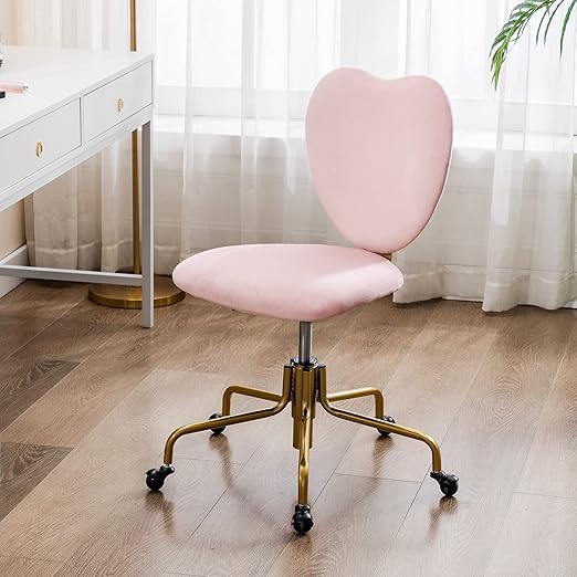 Wahson Velvet Home Office Chair Modern Heartshaped Desk Chair Swivel