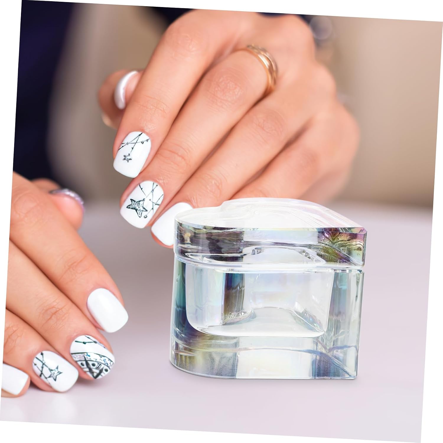 Heart Nail Dappen Dish Glass with Lid for Acrylic Liquids