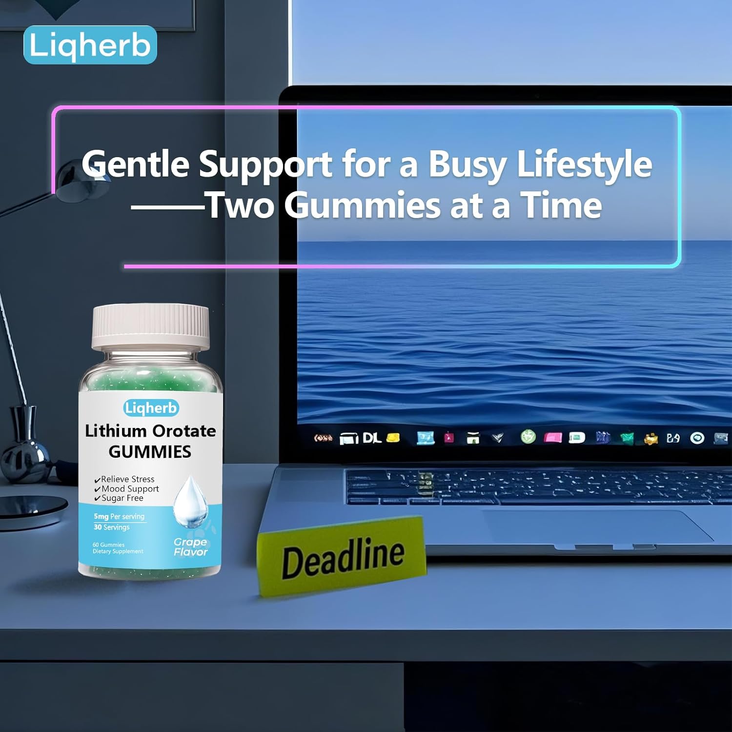 Lithium Orotate 5mg Gummies for Mood Support & Stress Management - Vegan Sugar-Free, Non-GMO, Gluten Free, Grape Flavor, 60 - Image 6