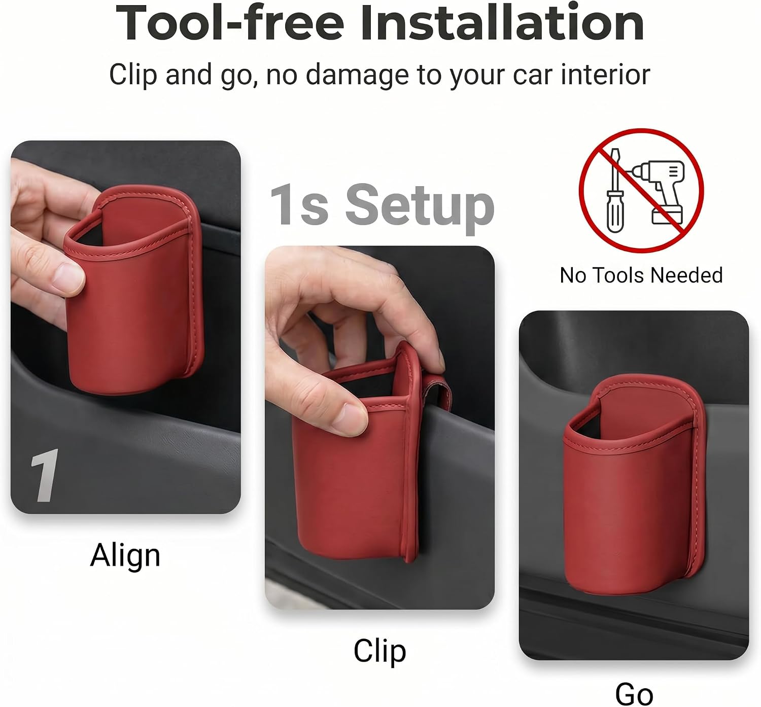 Car Cup Holder, Waterproof Clip-On Hanging Back Seat Cup Holder, Large Capacity Car Interior Storage Pocket Accessories, Universal for Most Cars SUVs Trucks (Red) image 4