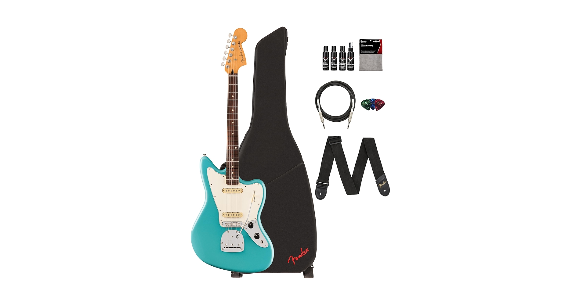 Amazon.com: Fender Player II Jaguar - Aquatone Blue Bundle