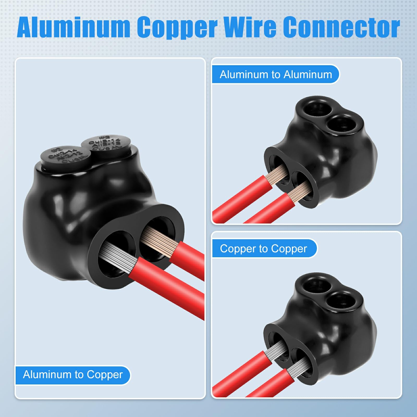 Lot de 10 connecteurs de fils isolés noirs multi-câbles 2 ports d'entrée unilatéraux pour câbles d'alimentation électrique (gamme 2 à 14 fils)