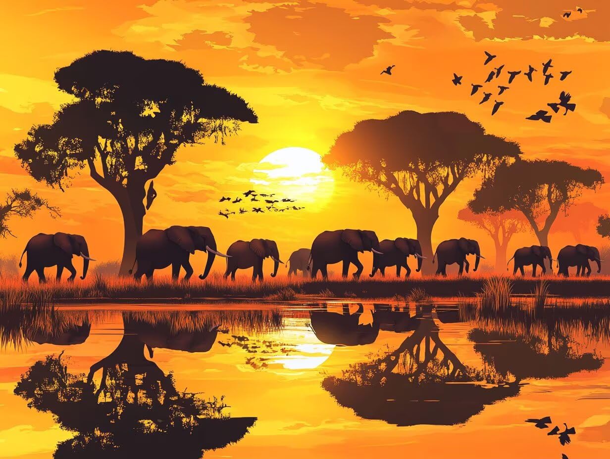 Pintar por números adultos sabana africana kit completo lienzo acrílico 50x70 cm 8