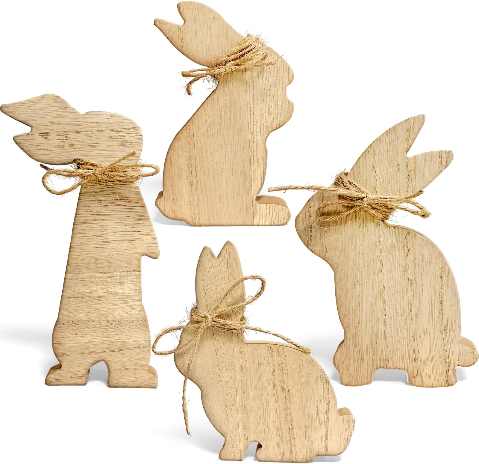 Amazon.com: 4 Pack Easter Day Natural Wood Bunny Decorations - Rustic ...