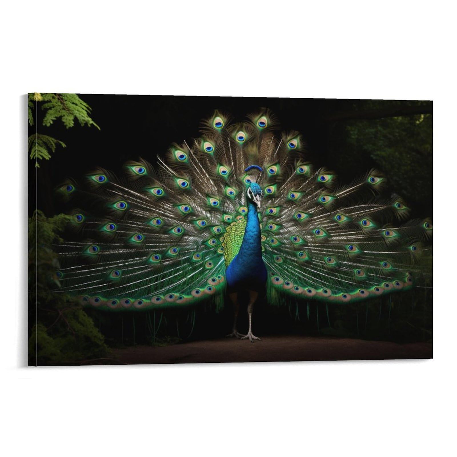 FOCCAR Farmhouse Peacock Canvas Wall Art Countryside Animal Peacock Opening Screen Posters Wall Decor Painting Art for Home Room Artwork