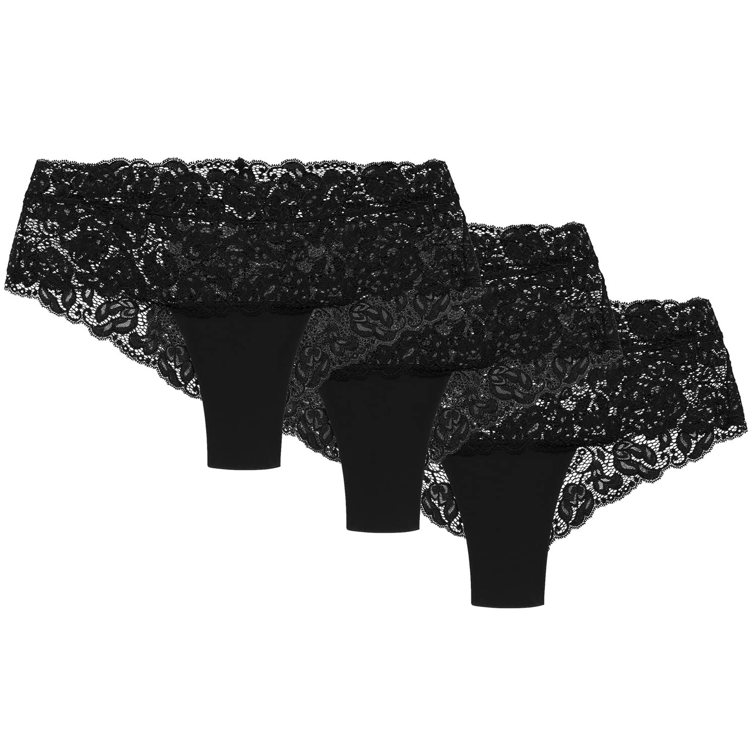 Wolbar Ladies Briefs With Lace WB413 3-Pack, Black,M