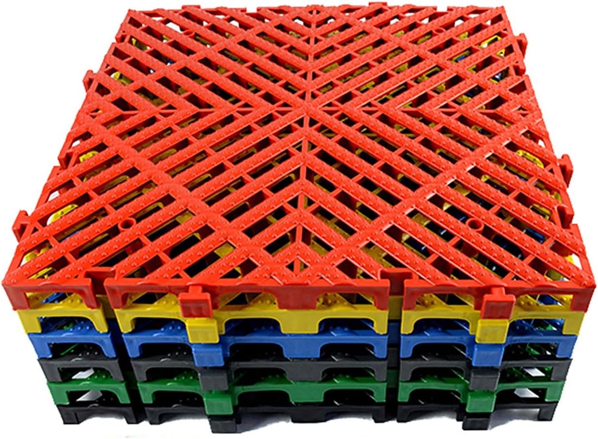 Durable Interlocking Garage Floor Tiles - Anti-Skid Drainage Mats, Heavy-Duty PP Flooring, 11023 Lbs Capacity, 40x40x3cm (Set of 4) for Enhanced Safety