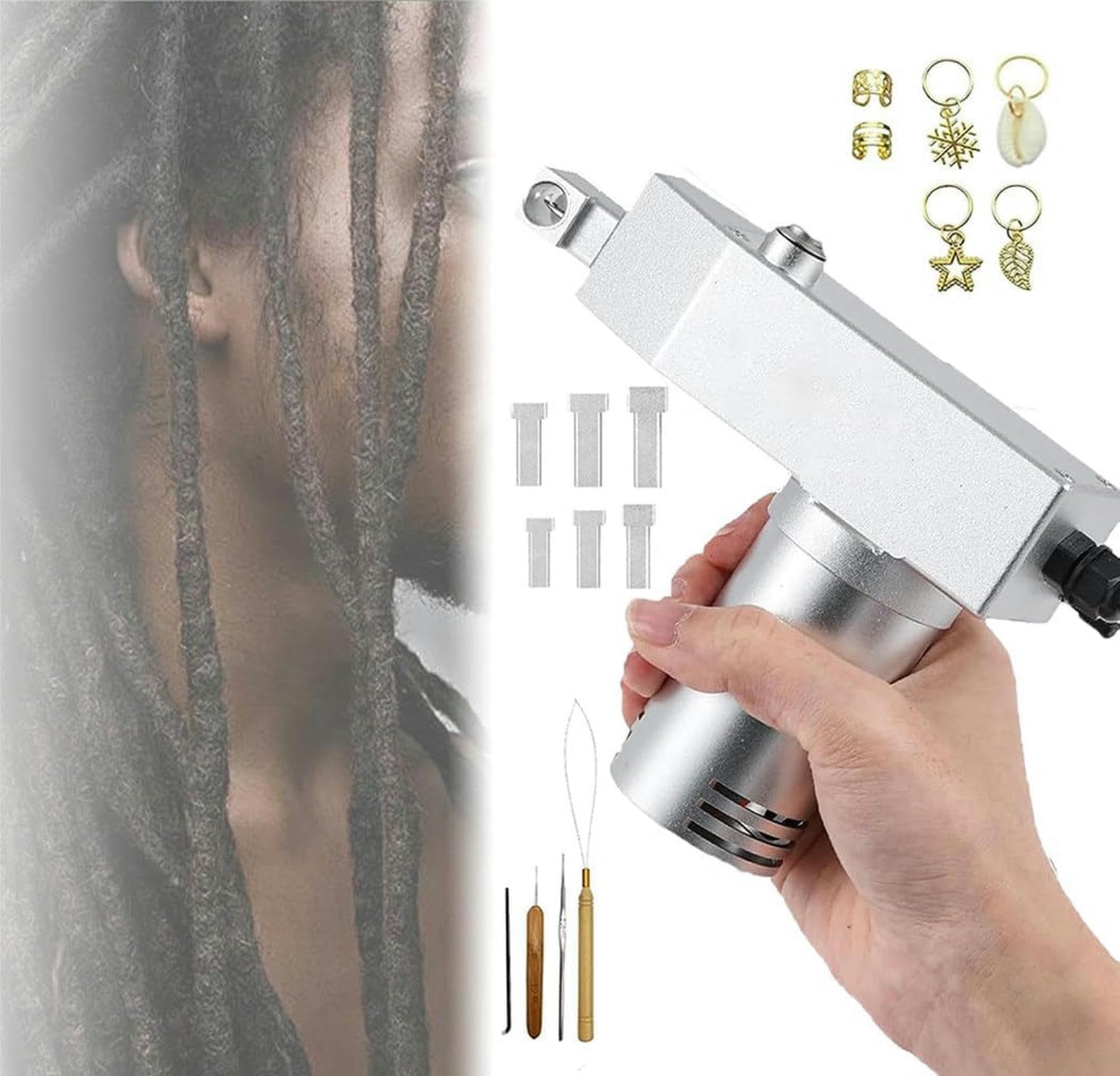 Machine dreadlock électrique portable kit tressage cheveux synthétiques et naturels