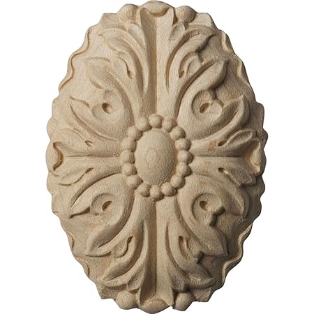 Ekena Millwork ROS02X04ASAL Ashford Oval Rosette, 1 7/8-Inch x 2 3/4-Inch x 1/2-Inch, Alder