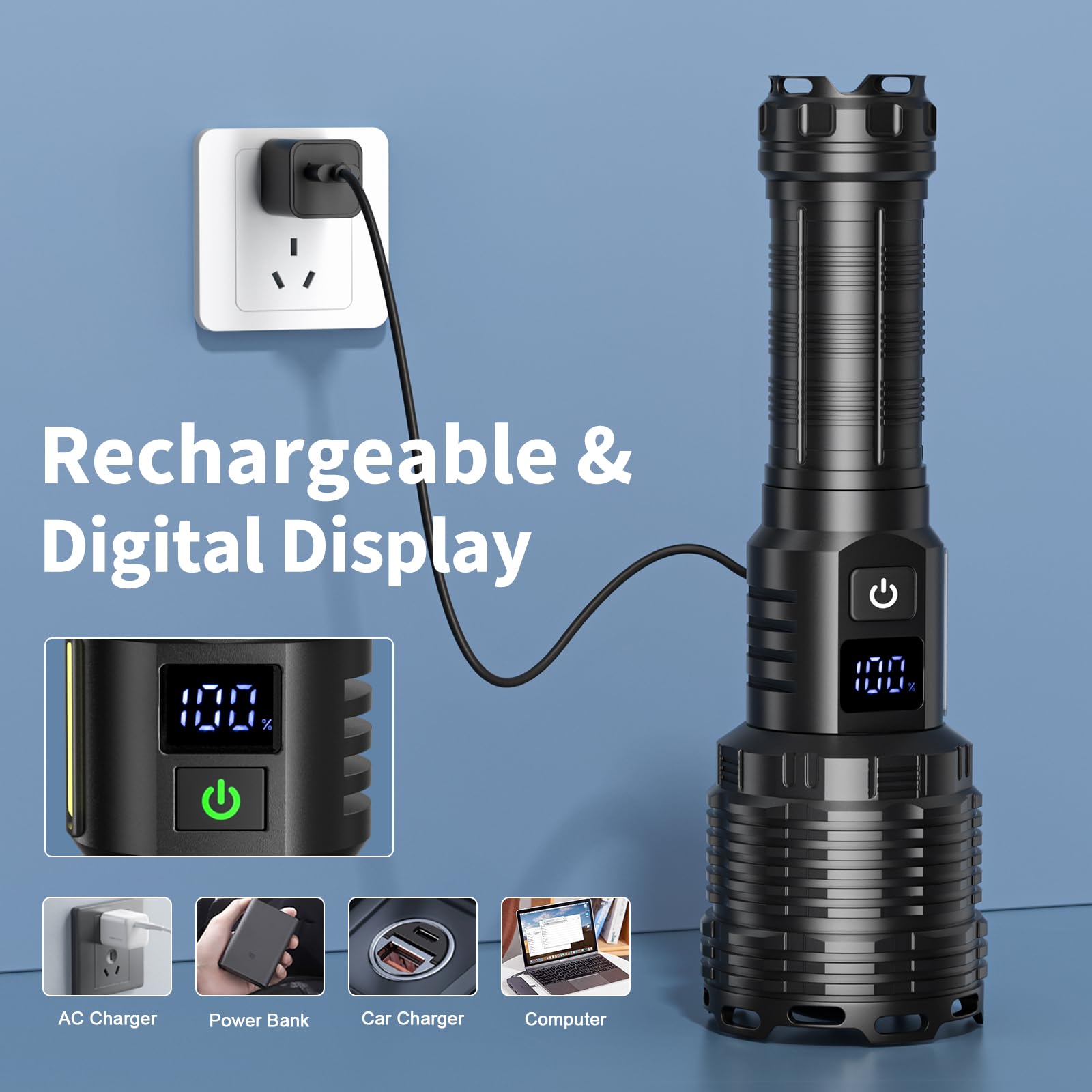 Flashlights High Lumens Rechargeable Led - 900,000 Lm Super Bright ...