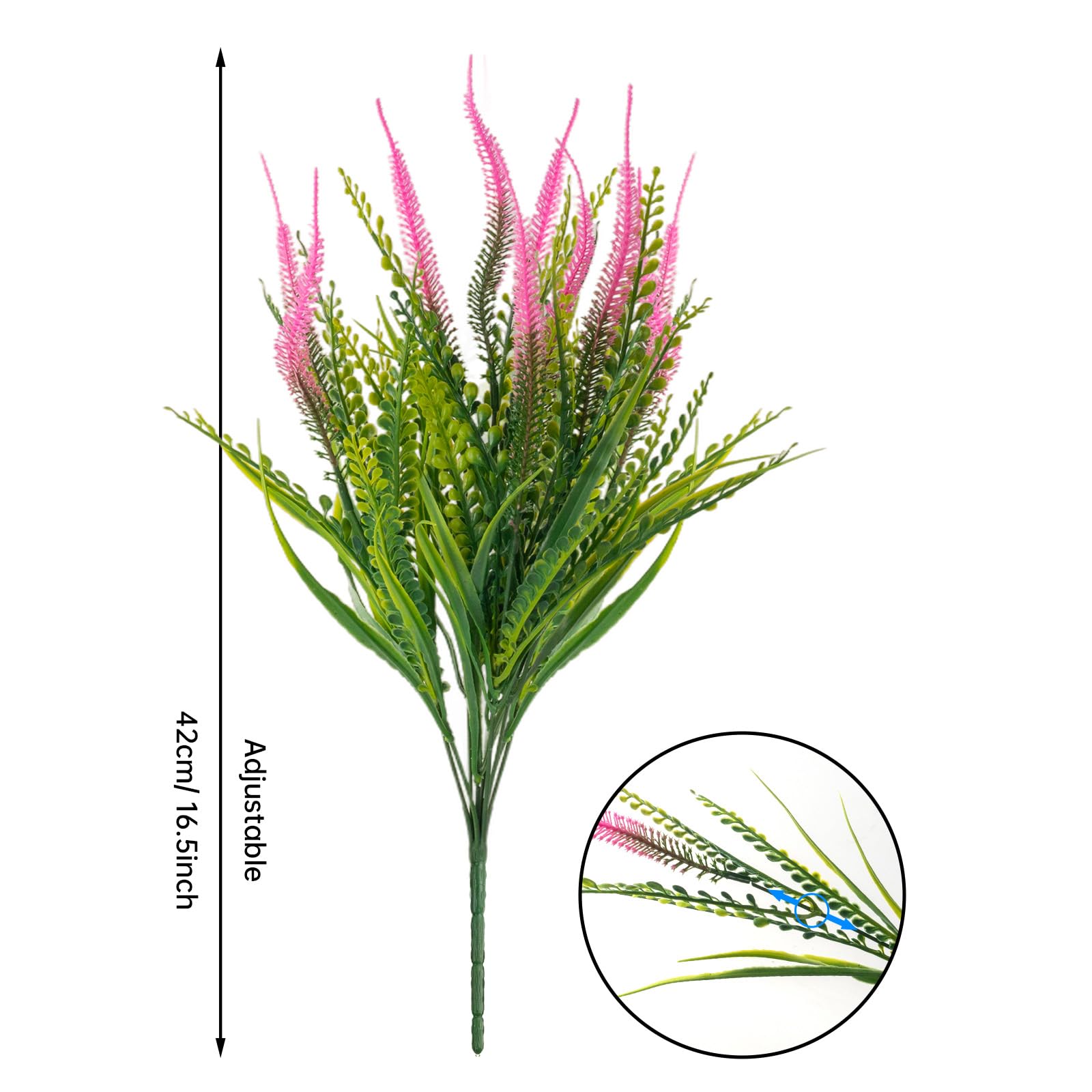 ZEOSTARO 12 Bundles Artificial Plants Outdoor Fake Boston Fern Greenery with Flowers Faux UV Resistant Shrubs Garden Patio Porch Window Box Farmhouse Hanging Decor(Green)