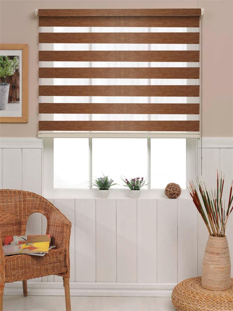PeakHut Roller Shade Blind for Window Stylish Vertical Curtain in 3 Designs โ Bamboo Zebra Roller Shade, MatSun Roller Shade (34x72 Inch, Bamboo-V04)