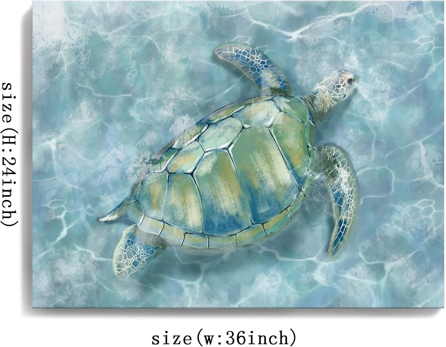YJYart Canvas Wall Art for Bedroom Sea Turtle Wall Decor Pictures for Wall Blue Artwork Pictures Green Turtle Wall Decorations for Bathroom Bedroom Home Office 24 x 36 inches