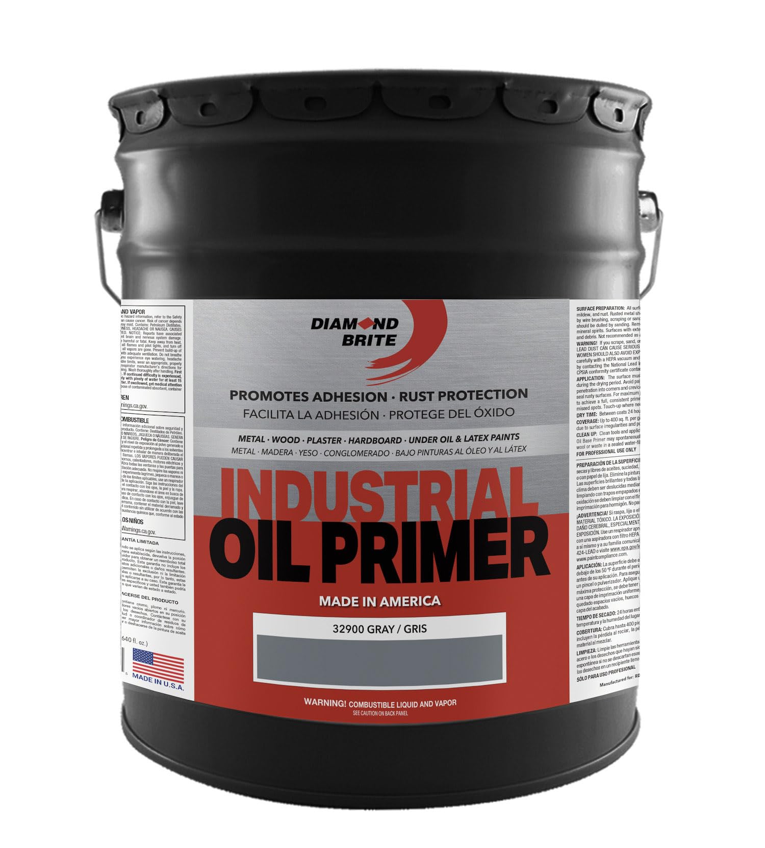 Diamond Brite Industrial Oil Alkyd Primer, Gray, 5 Gallons, 32900