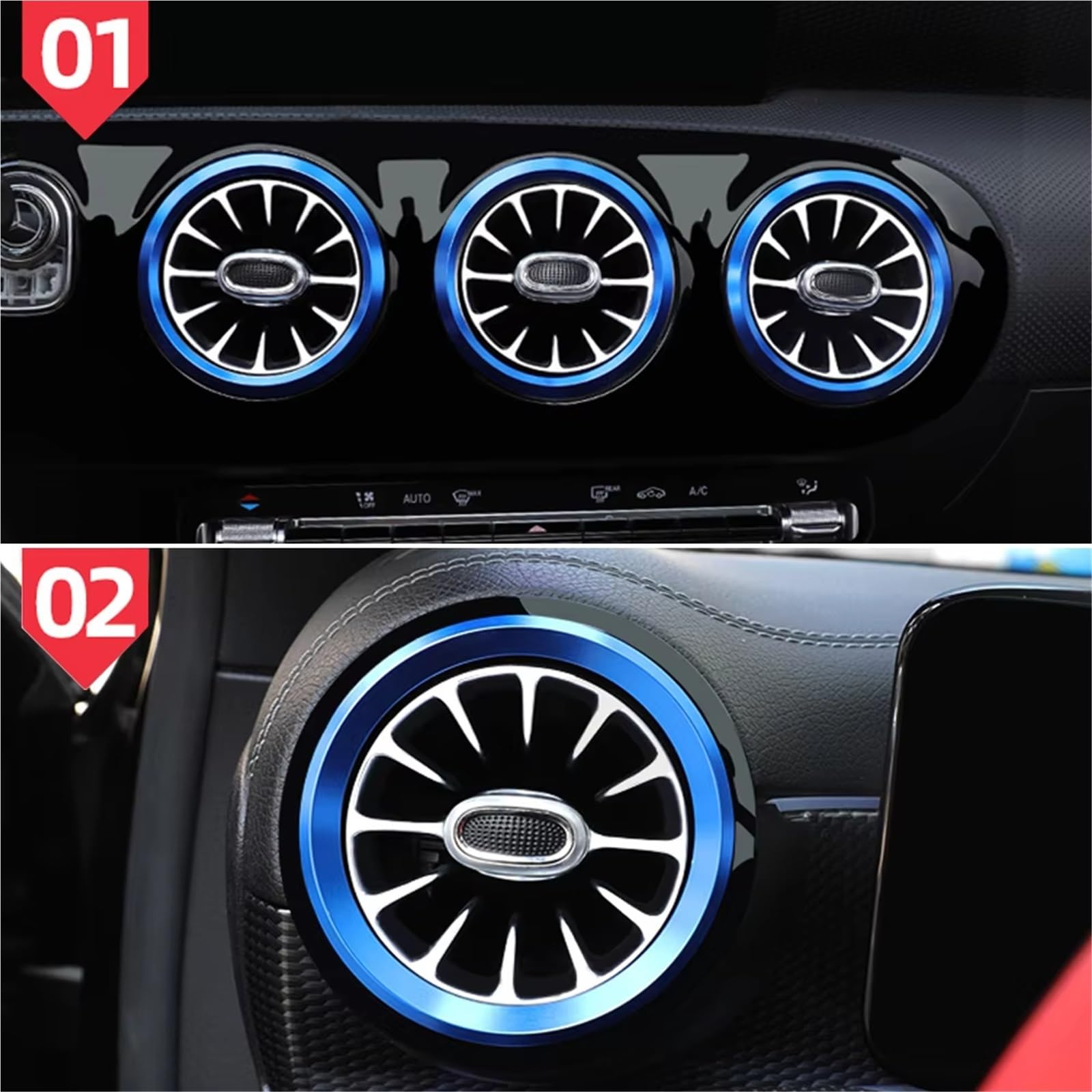 Compatible Con ‌Benz Para X118‌ 2019 2020 2021 2022 2023 ‌Anillo Embellecedor Ventilación Ventilación Coche Pegatinas Decoración Salida Accesorios