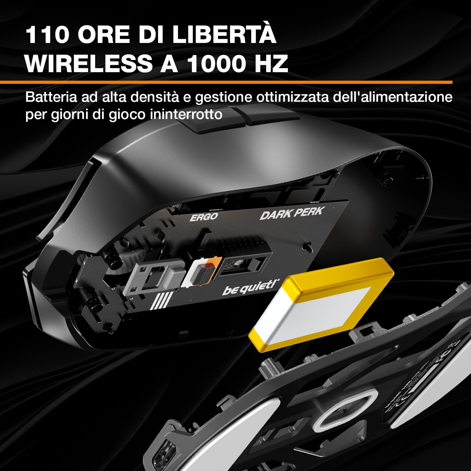 be quiet! Dark Perk Ergo Gaming mouse PC, soli 55 g, 32,000 DPI