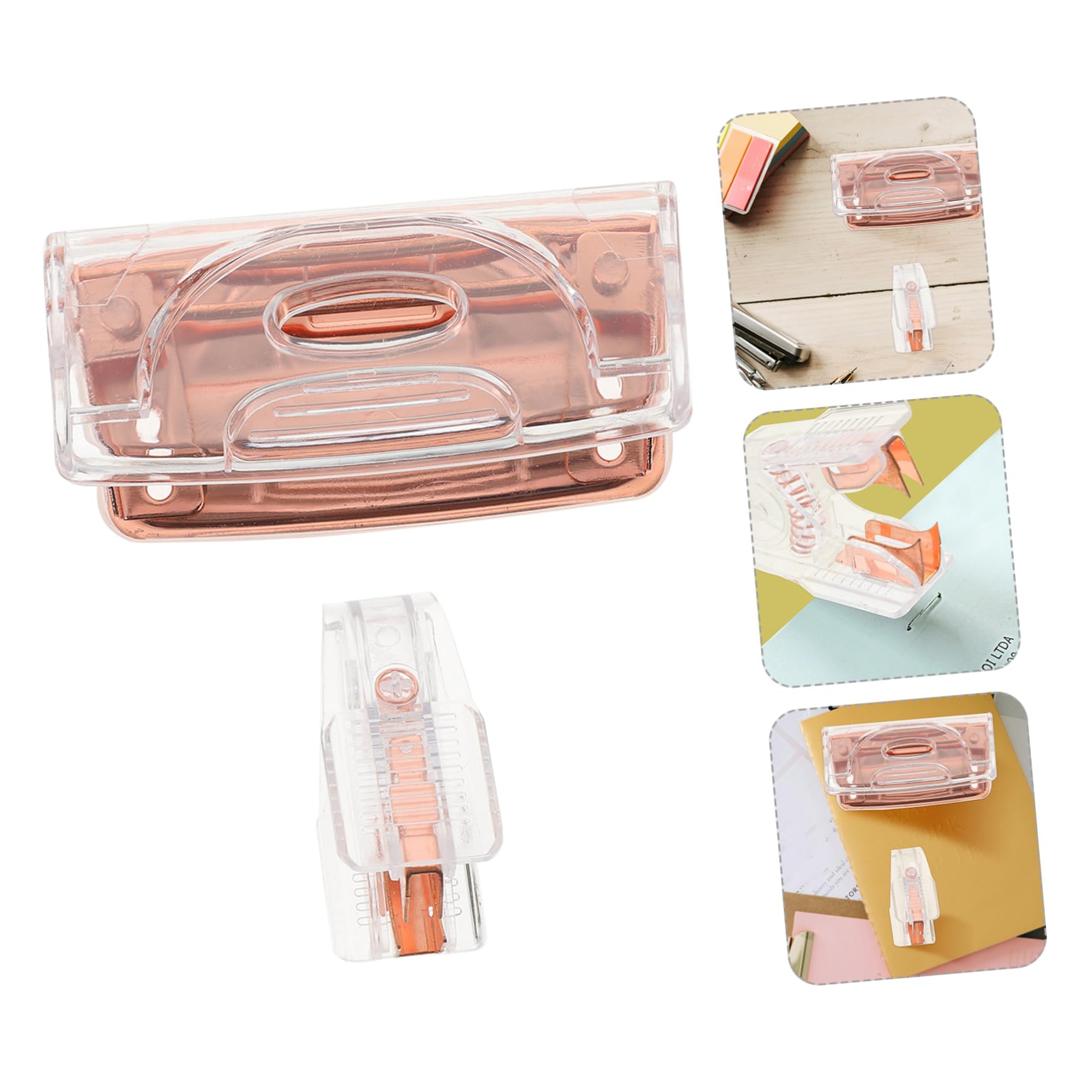 4sätze Bürobedarf Transparente Roségold Heftgerät Stanzer Tragbarer Hefterentferner Stilvolles Büro-accessoire Für Präzises Heften Und Lochen Für Professionelles Arbeiten