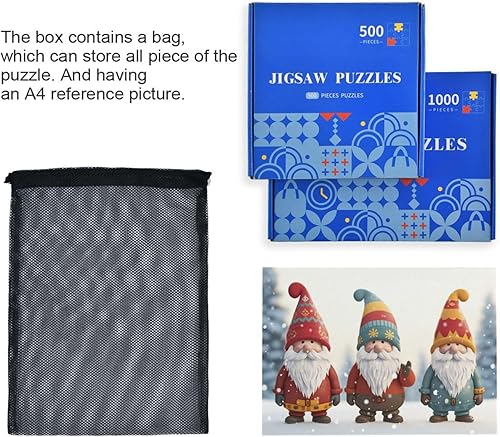 Miniatura 7 de Rompecabezas de gnomo de Navidad de 500 piezas para adultos, rompecabezas educativos de aprendizaje, juguetes familiares difíciles y desafiantes con