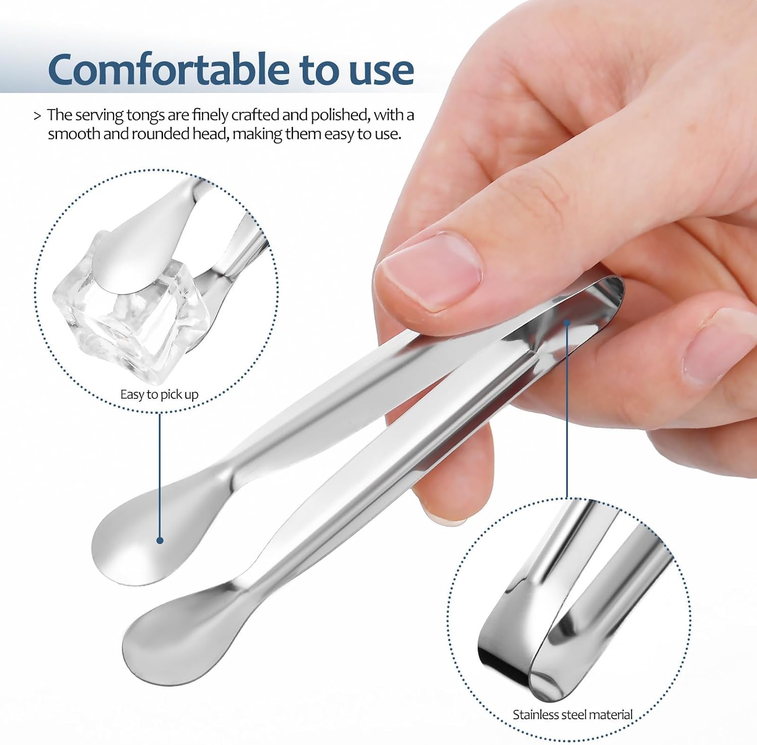 18 Pcs Mini Stainless Steel Serving Tongs, Polished Silver