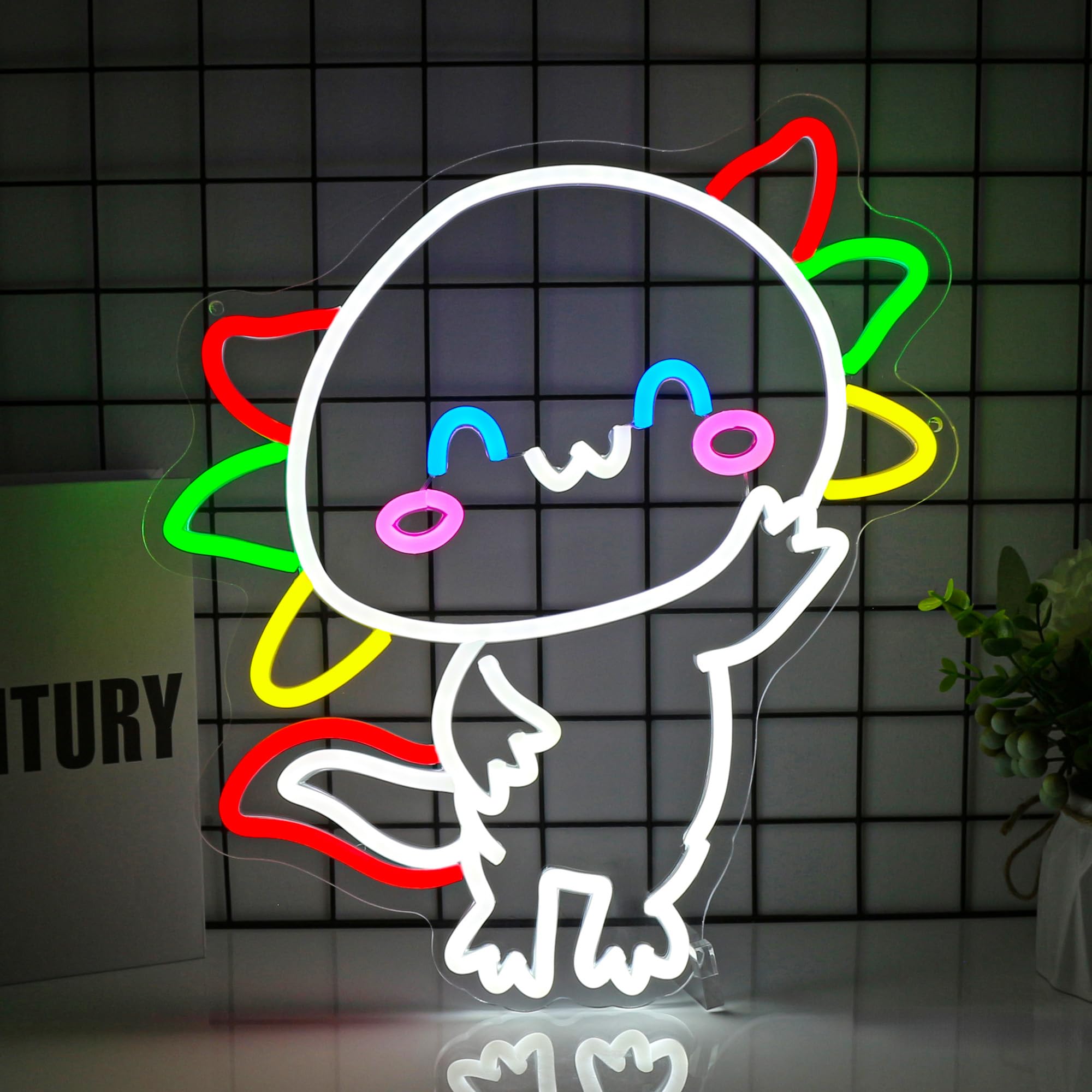 Ebdobgbs Axolotl Neon Sign Led Neon Lights Salamander Signs for Wall Decor Light Up Sign for Birthday Party Club Gift